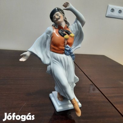 Jubileumi Herendi Táncoló Juhász, Betyár, Paraszt porcelán figura 