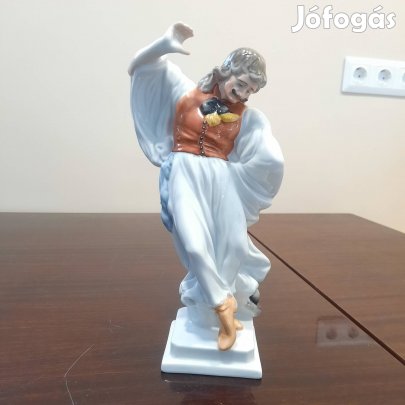 Jubileumi Herendi Táncoló Juhász, Betyár, Paraszt porcelán figura 