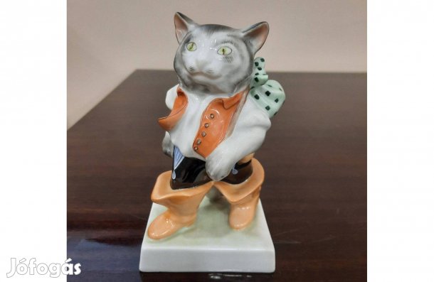 Jubileumi Herendi porcelán Csizmás kandúr figura eladó!