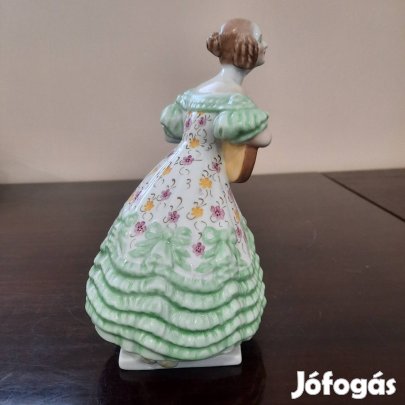 Jubileumi Herendi zöld virágos ruhás Déryné porcelán figura
