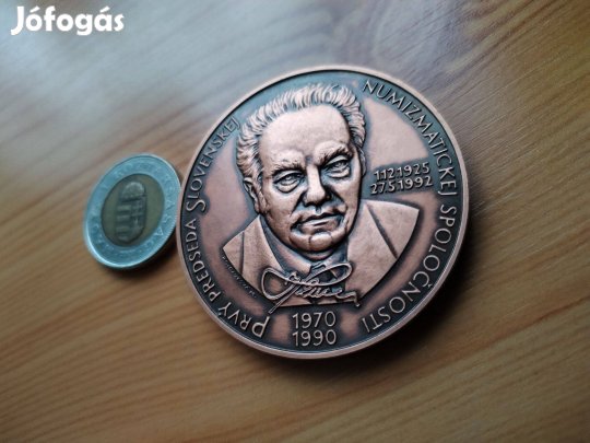 Jubileumi érem "Szlovák Numizmatikai Társaság" ritka db kevés