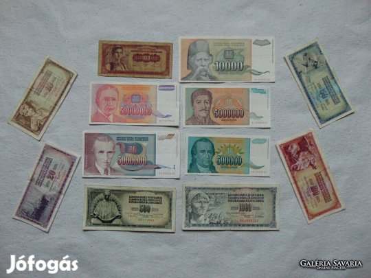 Jugoszlávia 12 darab dinár bankjegy LOT !