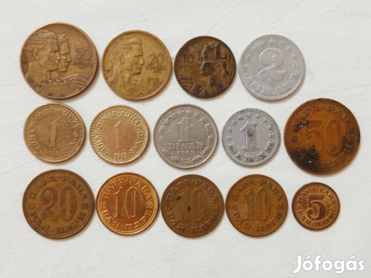 Jugoszlávia 14 db Különböző Érme Para és Dínár 1953-1984