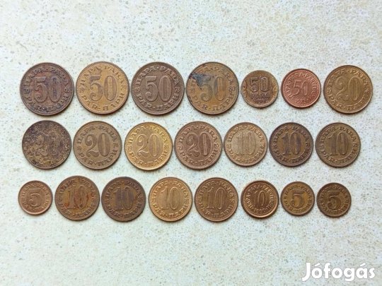 Jugoszlávia 22 db Különböző Érme 5,10,20,50 Para 1938-1990