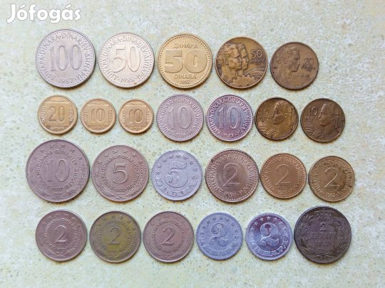 Jugoszlávia 24 db Különböző Érme 2 5 10 20 50 100 Dínár 1925-1992