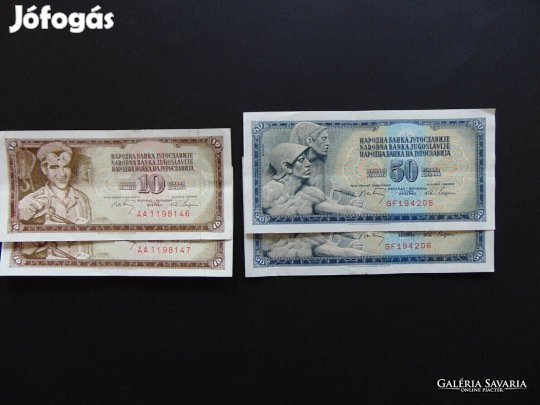 Jugoszlávia 2 x 2 darab dinár bankjegy Sorszámkövető ! Kép szerint
