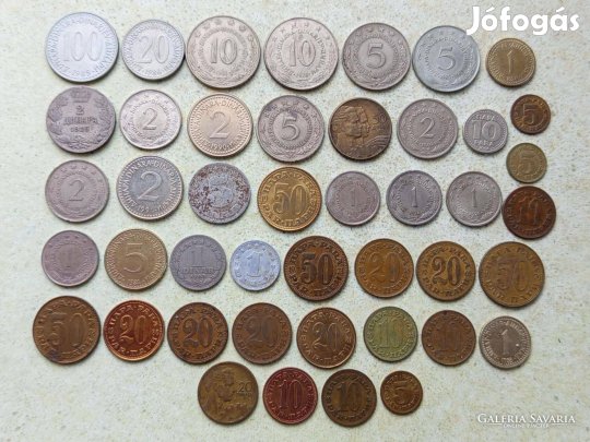 Jugoszlávia 44 db Különböző érme Para és Dinár 1925-1994