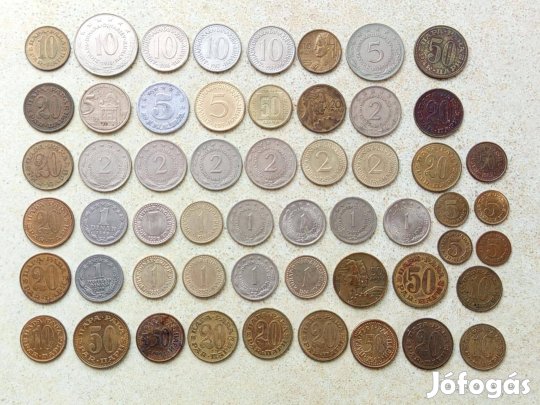 Jugoszlávia 55 db Különböző Érme Para és Dinár 1953-2002