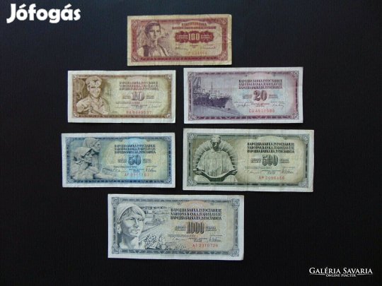 Jugoszlávia 6 darab dinár bankjegy LOT !