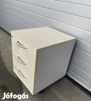 Juhar mintázatú irodai tároló, konténer, 3 fiókos - használt bútor