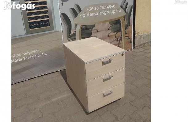 Juhar színű irodai tároló, konténer, 3 fiókos - használt irodabútor