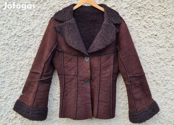 Juliette kávébarna bundás női téli kabát. Méret: L