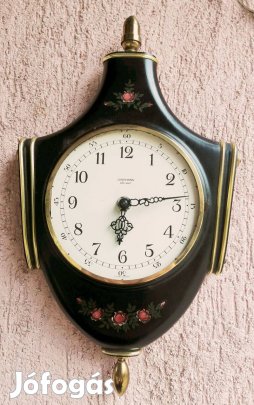 Junghans elemes fali óra fa házban, festett dekorációval