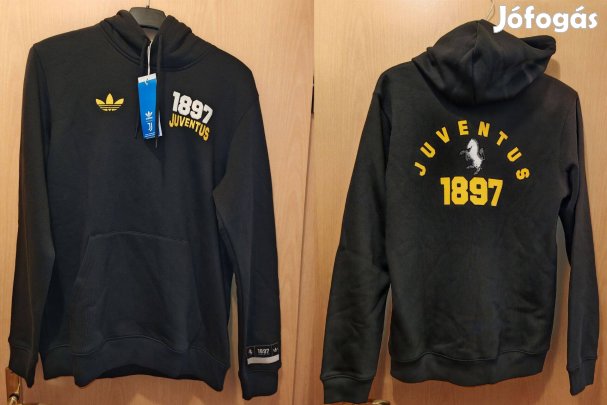 Juventus eredeti adidas Originals 2024-25 fekete kapucnis pulóver