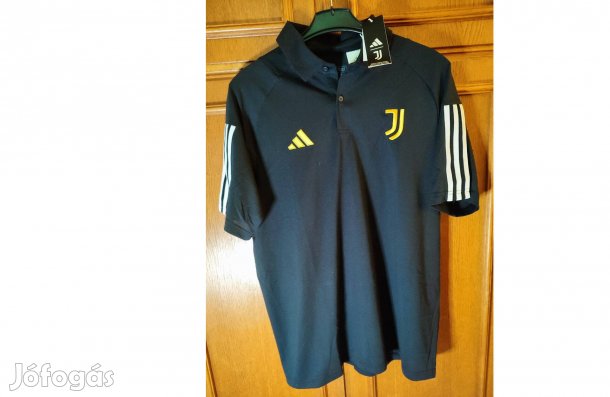 Juventus eredeti adidas fekete arany galléros póló (M)