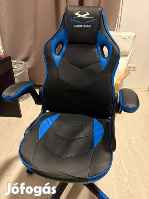 Jysk Vojens gamer szék fekete/kék, nagyon jó állapot