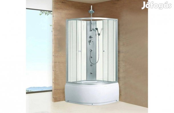 KAR íves90 fehér/ mélytálcás 90x90,Zuhanykabin hidromasszázs, ingye