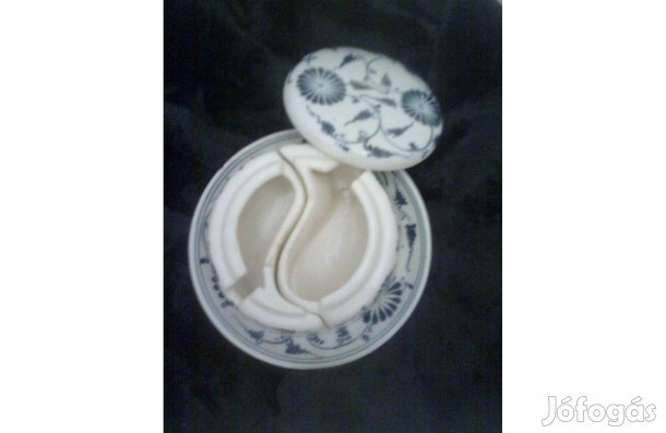 KÉK mintás Porcelán * 4részes szelence * ékszertartó