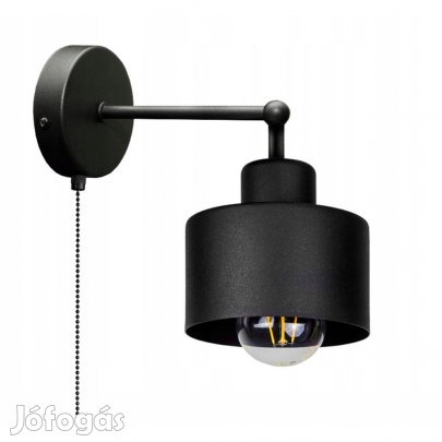 KÉSZLETKISÖPRÉS! Fali lámpa fekete fém búrával kapcsolóval | Loft - I