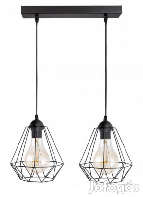 KÉSZLETKISÖPRÉS! Glimex Diamond drót búrás állítható függőlámpa feket