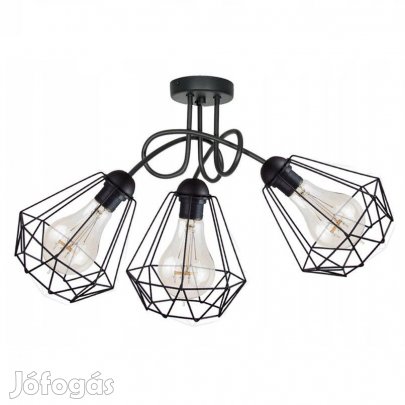 KÉSZLETKISÖPRÉS! Glimex Diamond drót búrás fix mennyezeti lámpa feket