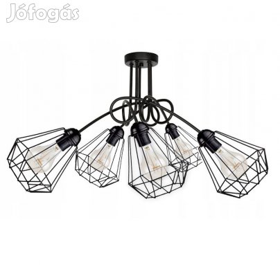 KÉSZLETKISÖPRÉS! Glimex Diamond drót búrás fix mennyezeti lámpa feket