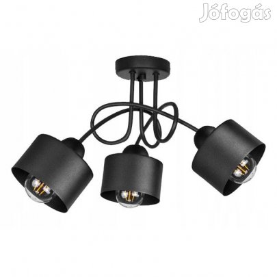 KÉSZLETKISÖPRÉS! Mennyzeti lámpa fekete fém búrával | Loft - Industri