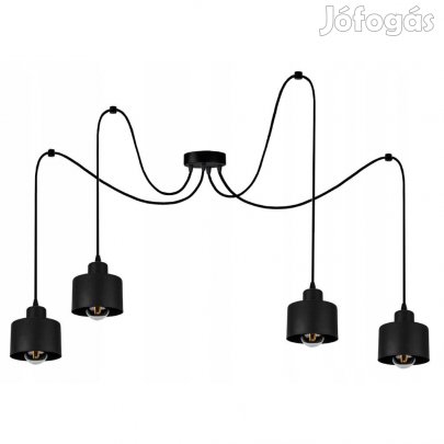 KÉSZLETKISÖPRÉS! Polip függőlámpa fekete fém búrával | Loft - Industr