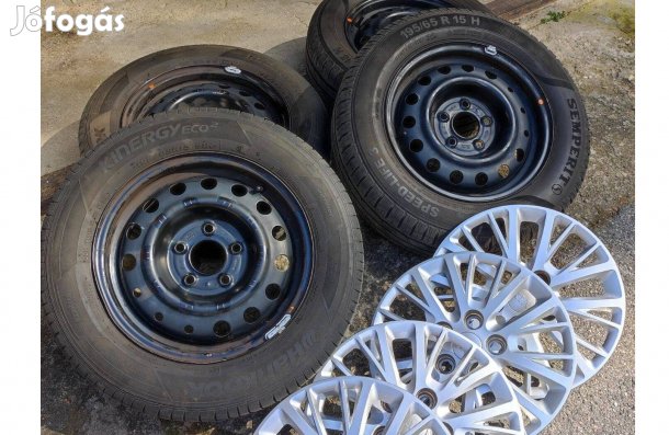 KIA15" 5x114.3 lemezfelni 195/65 R15 nyárigumi +ajándék Kia dísztárcsa