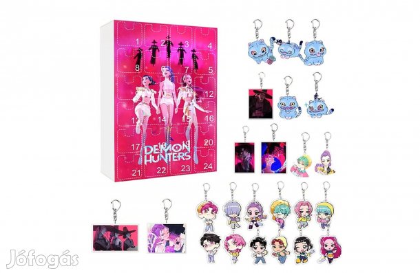 K-Pop Demon Hunters jellegű - Adventi kalendárium naptár rózsaszín