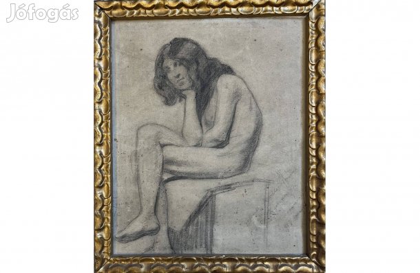 Kacziány Ödön - Ülő akt grafika