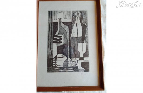 Kádár rézkarc keretezve