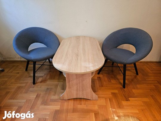 Kagylófotel + asztal