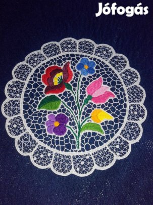 Kalocsai kézzel hímzett riseliő terítő (kerek) 15x15 Új!