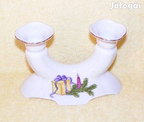 Kalocsai porcelán gyertyatartó karácsonyi