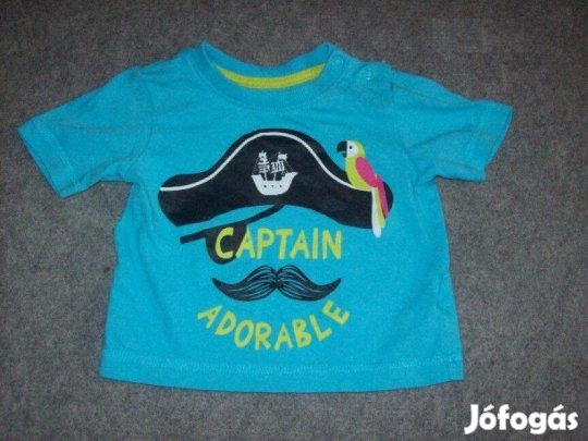Kalóz és papagáj mintás kék póló 3-6 hó (méret 68)