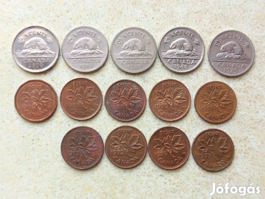 Kanada 14 db Különböző Érme 1,5 Cents 1968-2008