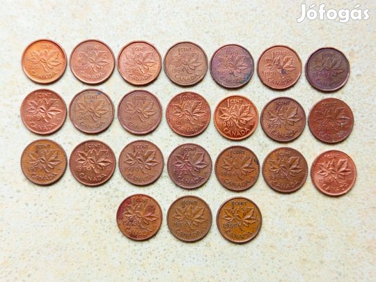 Kanada 24 db Különböző Érme 1 Cent 1956-2011