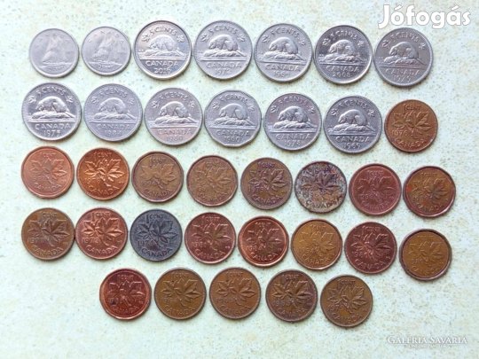 Kanada 35 db Különböző Érme 1,5,10 Cents 1946-2016