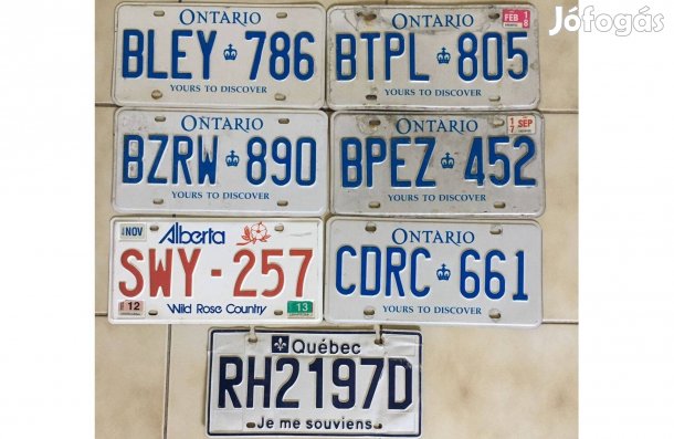Kanadai és U.S.A rendszámok