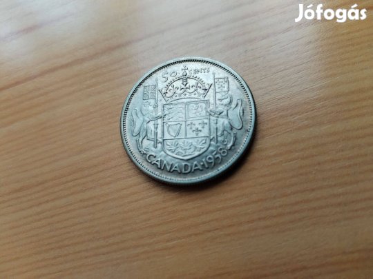 Kanadai ezüst 50 cent 1958-as ritkább szép db