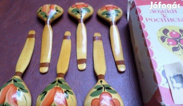 Kanál készlet 6 db fakanál orosz népművészet Új