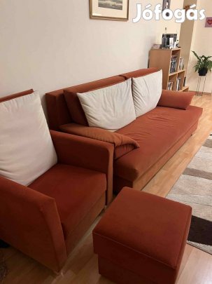 Kanapé + fotel + puff