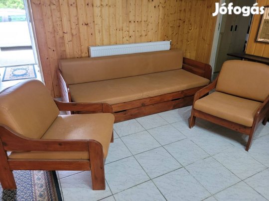Kanapéágy 2 db fotellel, ágyneműtartóval