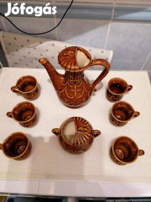 Kancsó, 6 bögrével, cukortartóval