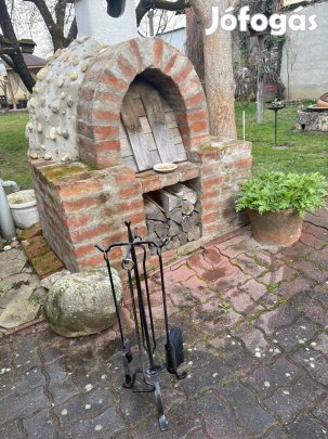 Kandalló, cserépkályha kovácsoltvas tisztító szett