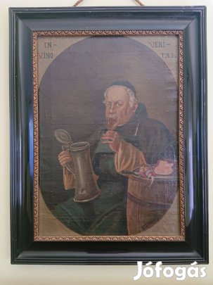 Kapás Sándor festmény 1930-ból, egyházi téma, In Vino Veritas