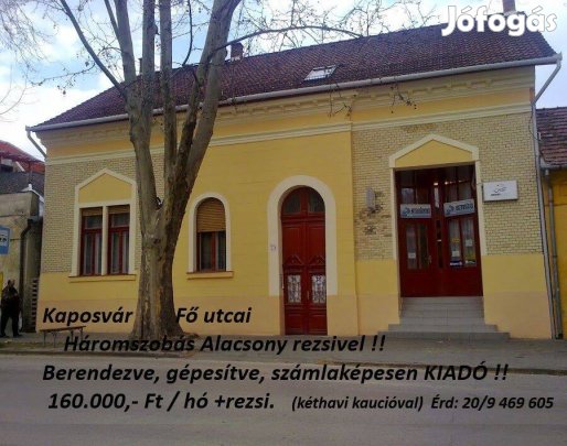 Kaposvár Belvárosi földszint / gázos, berendezett Albérlet Kiadó