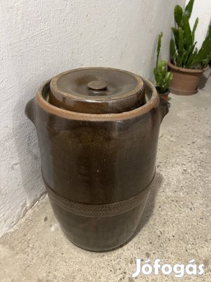 Káposztahordó 27l, égetett kerámia hordó