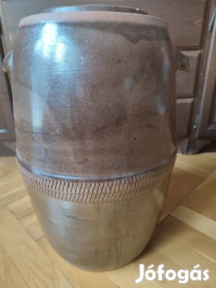 Káposztahordo egetett kerámia hordó Uj